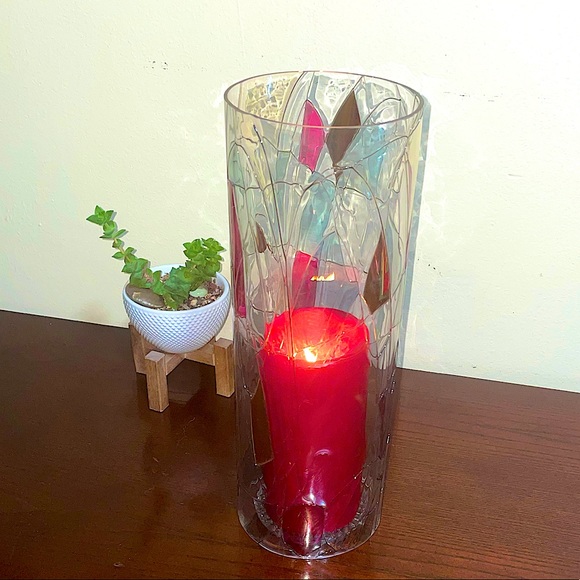 Partylite Calypso Mosaic Stained Glass cylinder Hurricane shade